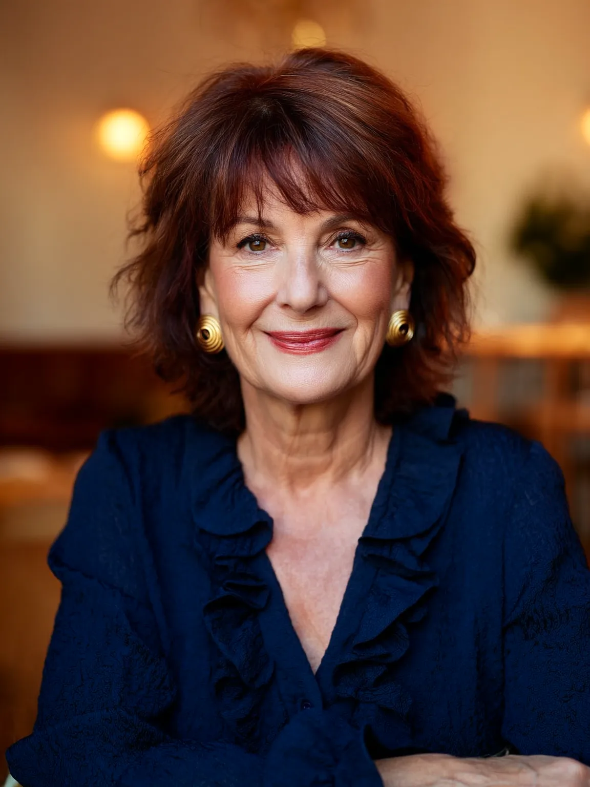 Rich Mahogany Brown Wavy Layered Bob